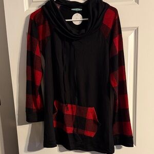 Red and Black Plaid Hoodie